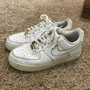 White and Gold Nike Air Force 1s